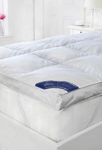 2" Double Bed Size Hotel Quality White Goose Feather & Down Mattress Topper, 230TC Down-Proof Cotton Casing, Anti-Dust Mite (4ft6, 138cm x 190cm x 5cm) By Littens