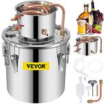 KITGARN Moonshine Still Distiller 3Gal 12L 2pot Stainless Steel Distillation Pot Copper Tube Home Brewing Kit Build-in Thermometer for DIY Whisky Wine Brandy Sliver