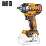 Ingco Brushless Impact Wrench, Nut-Busting Torque 650Nm, 20V Cordless 1/2 Inch Battery Impact Gun, 2200RPM(Tool Only)