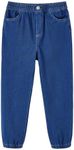 PATPAT Boys Jeans Size 12, Deep Blue Baggy Jeans with Pockets Relaxed Fit Elastic Waist Casual Pants
