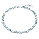 Swarovski Women Gema Necklace, Mixed Cuts, Blue, Rhodium Plated