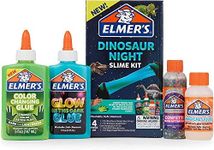 Elmer’s Glue Slime Kit, Dinosaur Night, Makes Color Changing and Glow in The Dark Slime, Includes Liquid Glue and Slime Activator, 4 Count