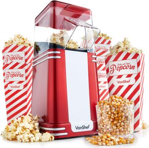 VonShef Retro Popcorn Maker – Red Electric Popcorn Machine