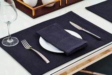 RUSTIQUE LINENS - Hem Stitched 100% Cotton Placemats - Water & Stain Repellent (Double-Layered) - Available in 5 Colors - Set of 4 Charcoal Grey