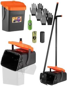 MOCICIGO Pooper Scooper Kit - 46" Long Adjustable Handle Dog Pooper Scooper, Swivel Bin, Rake and 35 Waste Bag, Portable Dog Poop Picker for Large Medium Small Yard Dog Pet