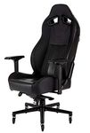 Corsair T2 Road Warrior - Faux Leather Gaming Chair, Easy Assembly, Ergonomic Swivel, Adjustable Height & 4D Armrests, Lumbar Support, Comfortable Wide Seat with High Recliner - Black