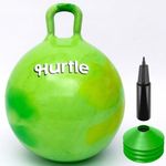 Hurtle Hopper Ball, 20" Marble Sit On Bouncy Ball for Kids Ages 3-12, Outside Toys Good for Active Play & Balance Training, Also for Indoor Jumping, Includes Air Pump & Activity Cones