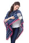 Easy Feed Nursing Cover for Breastfeeding Multi Use Poncho Style Scarf with Buttons, Cotton Feeding Elegant Apron Breathable for Pre & Post Pregnancy (Blue). Pack of 1