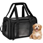 ORYEDA Cat Carrier Bag, Dog Travel Carriers, Airline Approved Soft-Sided Pet Carrier for Small Medium Large Cats, Portable Carrier with 4 Open Doors and 3 Mesh Windows (51L x 31W x 33H cm, Black)