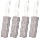 Pumice Stone for Toilet Bowl Cleaning with Handle,Scouring Stick Cleans Away Limescale Stain,Hard Water Rings, Calcium Buildup,Iron and Rust - Remover for Tile/Bath/Kitchen/Household - 4 Pcs