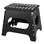 ACUNA Folding Step Stool 11 Inch Height, Premium Quality Folding Stool For Adult & Kids - Anti Skid Collapsible Stool With Carry Handle - Easy To Carry, Campervan, Kitchen, Bathroom, Outdoor (Black)