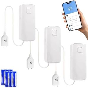 WiFi Water Leak Sensor, 80dBwater Sensor Alarm, Sump Pump Alarm, TUYA App Free Remote Monitoring for Water Leaks, SMS and Phone Notification Can Be Activated