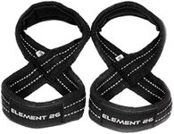 Element 26 Padded Figure 8 Lifting Straps - Weightlifting Straps - Figure 8 Straps - Wrist Straps for Men, Women, Crossfit, Weight Lifting, Deadlifts - Deadlifting Straps, Black, Medium