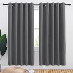 NICETOWN Bedroom Curtains Blackout Drapery Panels, Three Pass Microfiber Thermal Insulated Solid Ring Top Blackout Window Curtains / Drapes (Two Panels, 70 x 72 inches, Gray)