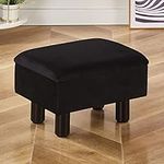 Cpintltr Velvet Footrest Stool Multifunctional Ottomans Storage Ottoman with Wood Legs Tray Top Coffee Table Sofa Seat Step Stool Modern Home Decor Suitable for Living Room Bedroom Black