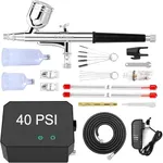 Gocheer Airbrush Kit with Air Compressor, 40 PSI High Pressure Air Brush Non-Clogging with 0.2/0.3/0.5mm Nozzle/Cleaning Sets, Ideal for Painting, Modeling, Cake Decor, Pastry, Makeup, Nail Art etc.