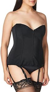 Coquette Women's Front Zip Corset with Lace Back, Black, X-Large