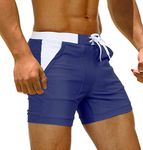 TACVASEN Swim Trunks Quick Dry Bathing Suits Olive Swimming Boxer Briefs for Men Beach Surf Shorts Summer Holiday Shorts Mesh Fit Sport Boxer Shorts, Navy Blue, 34