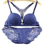 Boldiva High Qualtity Sexy Lace Lingerie Hot Sexi Girl Wear Bra Panty Set Blue