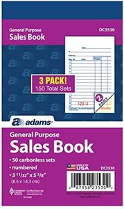 Adams General Purpose Sales Book, 2-Part, Carbonless, White/Canary, 3-11/32 x 5-5/8 Inches, 50 Sets/Book, 3 Books (DC3530)