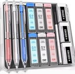 Four Candies 0.9mm Mechanical Pencils Set, 3PCS Pastel Mechanical Pencils with 360PCS HB Lead Refills, 3PCS Erasers, 9PCS Eraser Refills for Student School Supplies