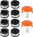 String Trimmer Spool and Line Replacement for Black & Decker, 30ft 0.065 String Trimmer Spool Replacement, AF-100 Spool, Weed Eater Spool, Auto Feed Trimmer String(8 Spools+2 Spool Caps+2 Springs)