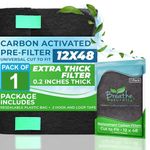 Breathe Naturally Universal Cut To Fit Carbon Activated Air Filter - Replacement Charcoal Filters - Pre Filter Carbon Sheet for Air Purifier, Vent Filters & More - Packed in USA (Pack of 1, 12x48)