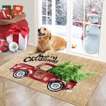 Vaukki Indoor Doormat, Non Slip Mud Trapper, Low-Profile Inside Floor Mats, Christmas Soft Washable Carpet for Entryway (Car)