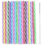 50 pcs Reusable Plastic Straws, Straws Drinking Plastic, Drinking Straws for Smoothies, Juice, Cocktail, hot Drink (0.25 inch Diameter, 9.05 inch Long) (multicolor-50)