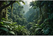 Aquarium Background Tropical Jungle with Trees Terrarium Backdrop Tropical Lush Green Leaves and Plants Natural Forest Landscape Fish Tank Background Reptile Habitat Backdrop Decor Vinyl 24x16in