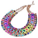 SummitLink Girl's Colorful Rainbow Colors Necklace Handmade Rope Woven Wide Chunky