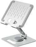 Adjustable Tablet Stand for Desk, SAFEMORE Aluminum Alloy Rotatable Phone Stand Holder, Swivel Tablet Dock Compatible with iPad Mini, iPad Pro 11 12.9 10.5, Galaxy Tab S7, Surface - Silver