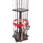 Fishing Pole Holders for Garage 360 Degree Rotating Fishing Accessories and Equipment Holds Up to 16 Rods Wood Fishing Gear Equipment Storage Organizer, Fishing Gifts for Men Fishing Rod Holders