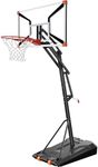 Portable Basketball Hoop Outdoor, 7.5-10FT Adjustable Height Heavy Duty Basketball Hoop Goal System w/Breakaway Rim, 54" Steel-Framed Shatterproof PC Backboard for Kid Youth Adult for Backyard Court