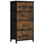 YITAHOME Chest of Drawer with 4 Drawers for Bedroom Fabric Dresser Storage Drawers With Handles Metal Frame for Living Room, Hallway, Nursery, Rustic Brown