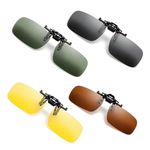 BSGZCM Clip-on Sunglasses, 4 Pairs Polarised Flip Up fit Sunglasses Glasses Eyeglass, Flip Up Glasses for Driving Outdoor Sport, Polarized Lens Fit over Prescription Glasses