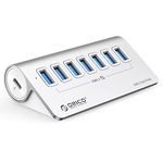 ORICO USB Hub 10Gbps with 7 USB A Ports, USB 3.2 Gen 2 Hub with 1.64Ft USB-C Cable and USB-A Adapter USB Splitter for iMac, All MacBooks, Mac Mini