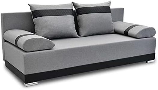 Bonni Schlafsofa Orlean, Sofa mit Bettkasten und Schlaffunktionn, Klappsofa, Schlafcouch, Bettsofa 87 x 195 x 80 cm, Couch vom Hersteller, Couchgarnitur, Sofagarnitur (Grau)