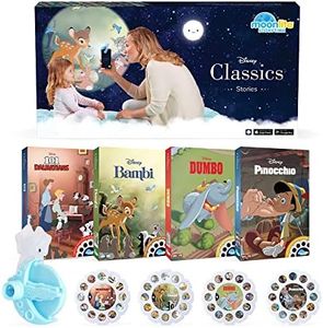 Moonlite Storytime Mini Projector with 4 Classic Disney Stories, A Magical Way to Read Together, Digital Storybooks, Fun Sound Effects, Learning Gifts for Kids Ages 1 and Up