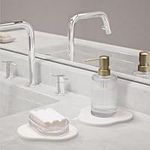 Navaris Diatomaceous Earth Tray Small Set - Trays for Kitchen Soap Bathroom Sink - Water Absorbent Diatomite Pads - Stone Coaster Quick Dry - White