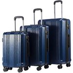 Coolife Luggage Expandable Suitcase PC+ABS with TSA Lock Spinner 20in24in28in (Navy, 3 Piece Set)