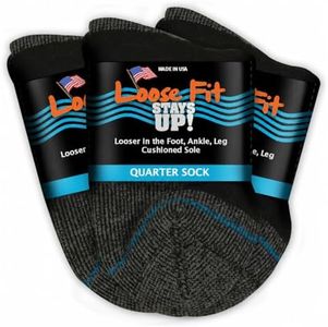 Loose Fit Stays Up Men's and Women's Casual Lower Cut Socks (Pack of 3) Made in USA, Cushioned Sole (US, Alpha, X-Large, Regular, Regular, Black)
