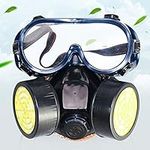 Lurowo Safety Full Face Cover, Reusable Mask Respirator with Safety Goggles, Dual Cartridge Anti-Dust Gas Mask for Painting, Dust, Particulate, Machine Polishing(Black)