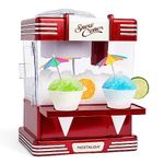 Nostalgia Retro Table-Top Snow Cone Maker, Makes 20 ICY Treats, Shaved Ice Machine Includes 2 Reusable Plastic Cups & Ice Scoop, Retro Red