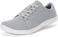 WHITIN Women's Minimalist Barefoot Fashion Sneakers Zero Drop Size 7.5 Wide Width Toe Box Arch Support Comfortable Gym Tennis Flats Walking Fitness Running Ladies Skate Bowling Shoes Light Grey 38