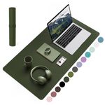 Non-Slip Desk Pad, Waterproof PVC Leather Desk Table Protector, Ultra Thin Large Mouse Pad, Easy Clean Laptop Desk Writing Mat for Office Work/Home/Decor(Olive Green, 31.5" x 15.7")