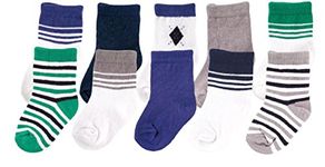 Luvable Friends 10-Pair Socks Gift Set, Blue Argyle