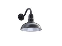 Steel Lighting Co. Westchester Barn Light | Outdoor Wall Mounted | 12 inch Dome | 11 inch Gooseneck| Warehouse Steel Light Made in America | Matte Black Exterior/White Interior