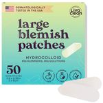 50CT LivaClean Large Hydrocolloid Acne Patches - For Pore Spots Nose Face Cystic Pimple Zit Patch - Big Pimple Patches Hydrocolloid Bandages Strips Stickers Pimple Patch XL Large Acne Patch Large Mask