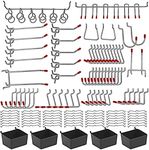 114 pcs Pegboard Hooks Assortment with Metal Hooks Sets, Pegboard Bins, Peg Locks for Organizing Storage System Tools